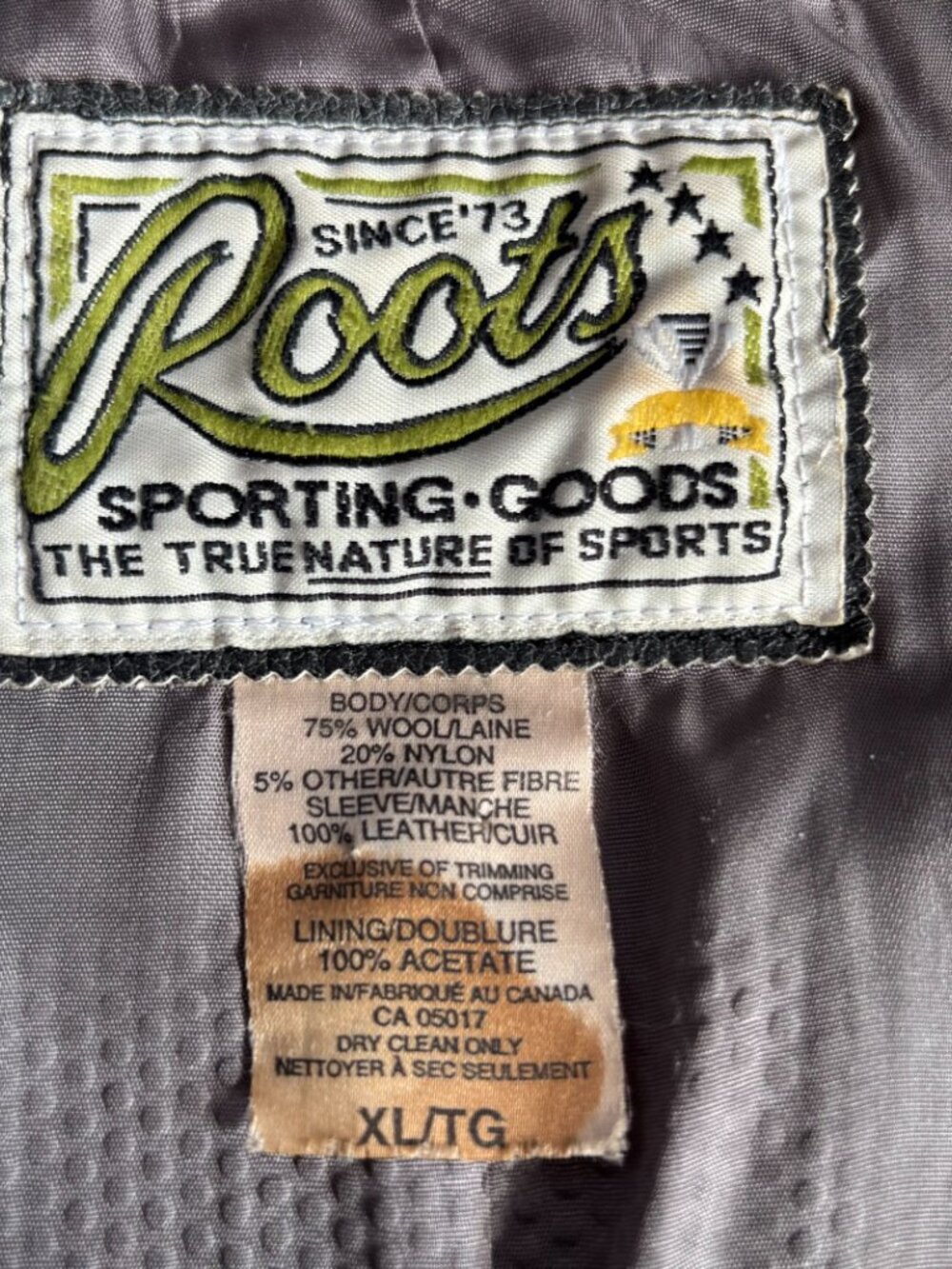 1990s Roots Canada Leather & Wool Letterman's Jacket - Picture 10 of 12